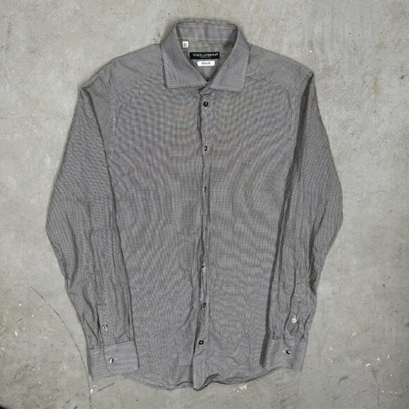 Dolce & Gabbana Gold Dress Shirt Slim Fit Textured Italy 39 15 1/2 Medium - Picture 2 of 8